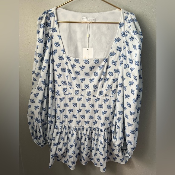 Caroline Constas Julian Square Neck Flounce Skirt Long Puff Sleeve Mini Dress - Picture 4 of 7